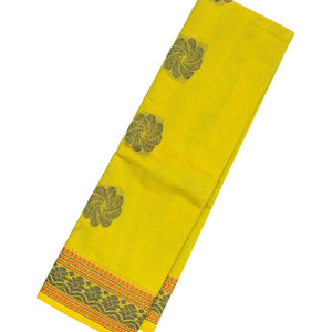 Lime Green Rasipuram Cotton Saree With Floral Buttas