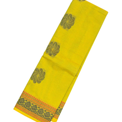 Lime Green Rasipuram Cotton Saree With Floral Buttas