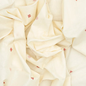 White Handloom Bengal Cotton Saree With Diamond Buttas