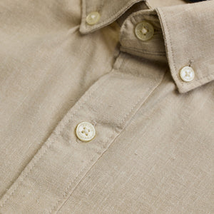 Beige Solid Oxford Shirt