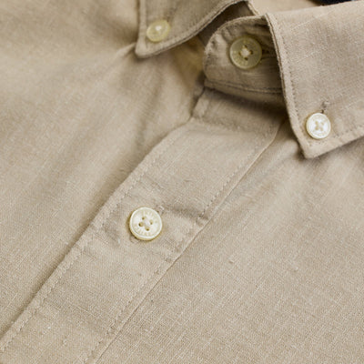 Beige Solid Oxford Shirt