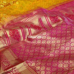 Yellow Rani Border Kanjivaram Silk Saree