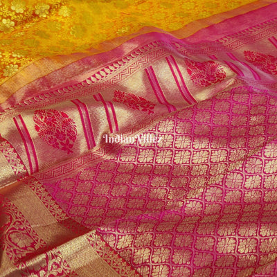 Yellow Rani Border Kanjivaram Silk Saree