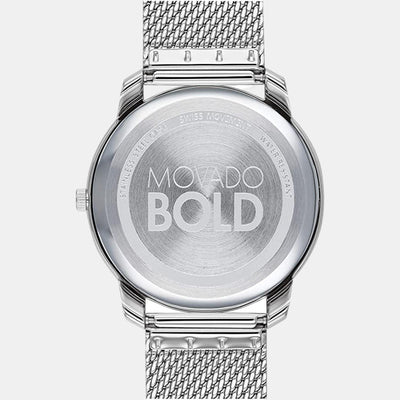 Bold Men Quartz Silver Dial Analog Stainless Steel Watch 3600589