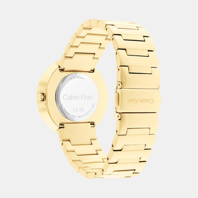 Ck Eccentric Unisex Quartz Gold Dial Analog Stainless Steel Watch 25200290