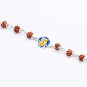Rudraksha Silver Bracelet with Ganesh Single Line for Kids