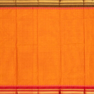 Mango Yellow Chettinad Cotton Saree With Ganga Jamuna Border