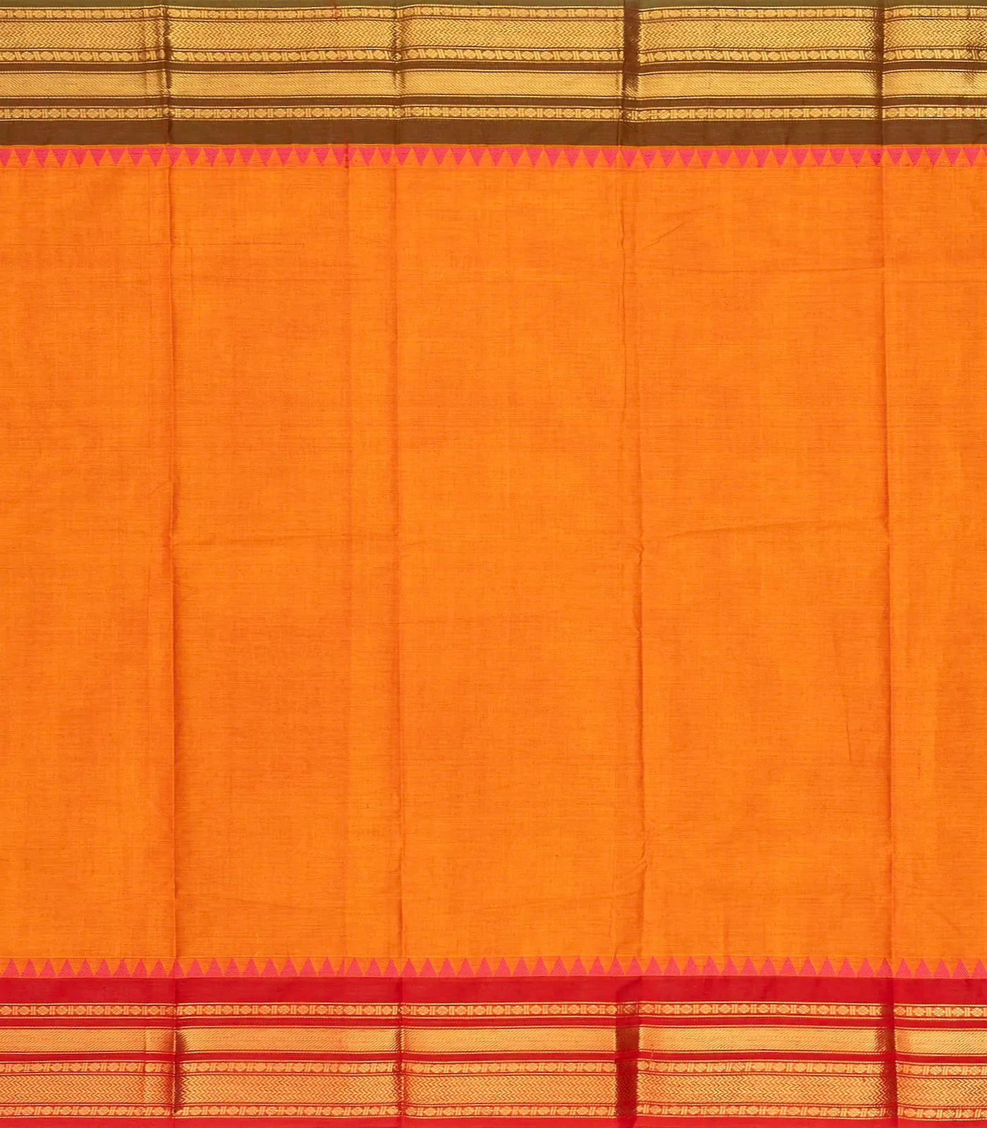 Mango Yellow Chettinad Cotton Saree With Ganga Jamuna Border