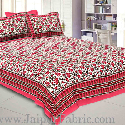 Double Bedsheet Rani Border Bell Print With Two Pillow Cover