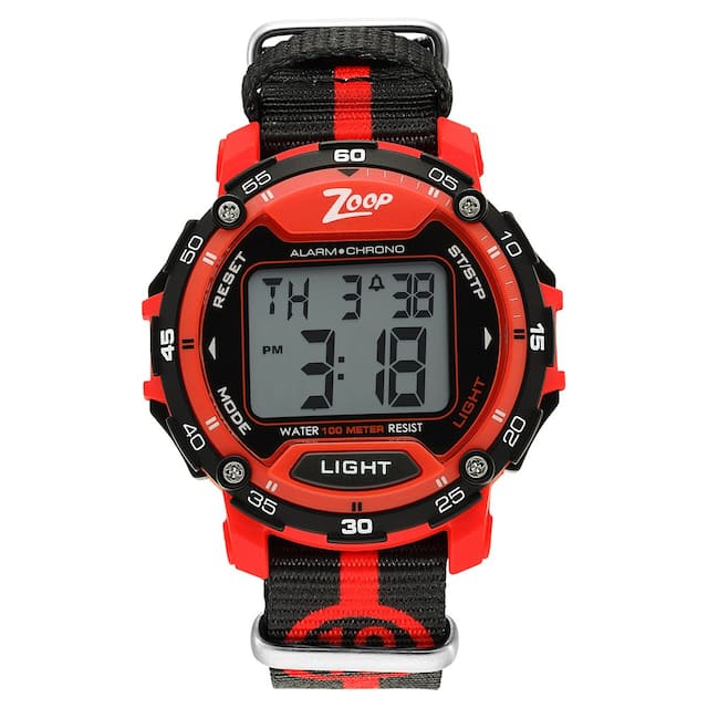 Zoop Digital Jersey Red Bezel Nylon Strap