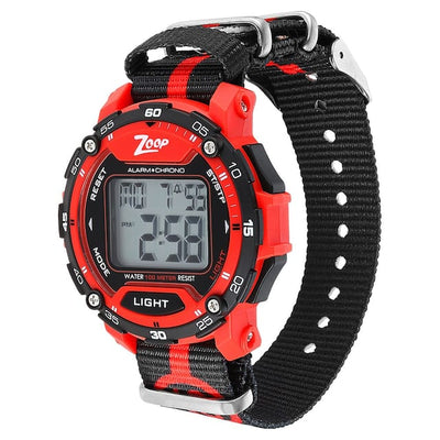 Zoop Digital Jersey Red Bezel Nylon Strap