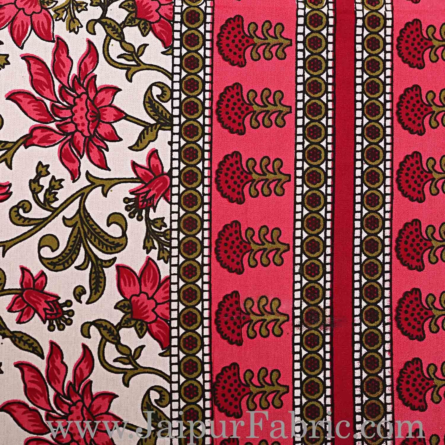 Double Bedsheet Rani Border Bell Print With Two Pillow Cover