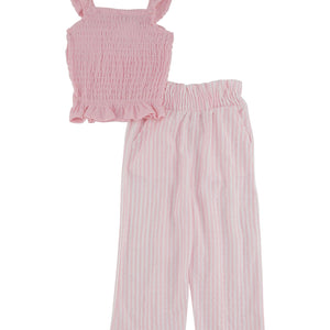 Little Girls Smocked Tank Top and Wide Leg Pants
