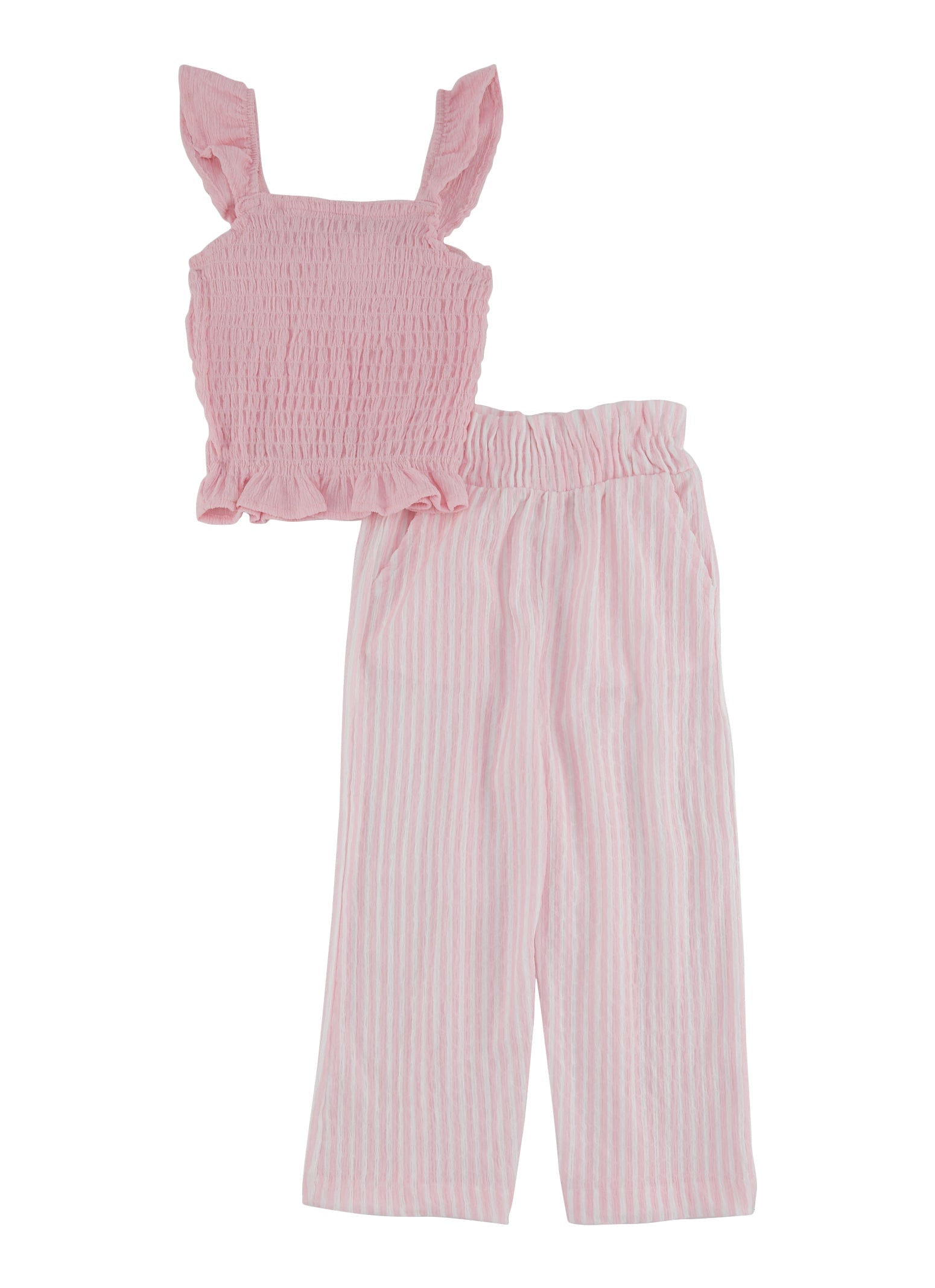 Little Girls Smocked Tank Top and Wide Leg Pants