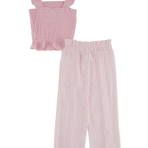 Little Girls Smocked Tank Top and Wide Leg Pants