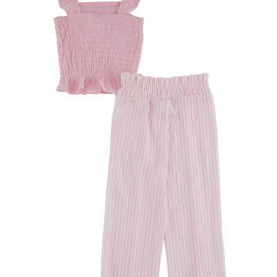 Little Girls Smocked Tank Top and Wide Leg Pants