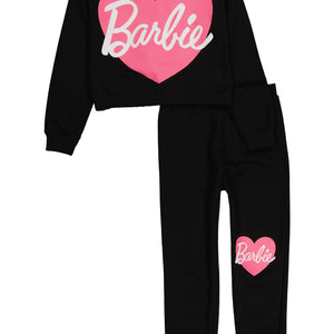 Girls Barbie Heart Graphic Sweatshirt and Joggers