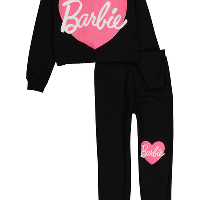 Girls Barbie Heart Graphic Sweatshirt and Joggers