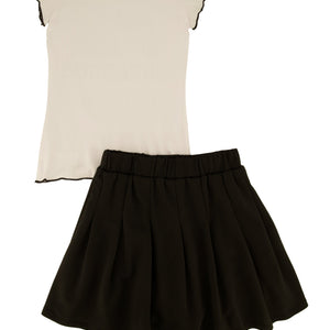 Little Girls Im Gorgeous 3D Graphic Tee and Pleated Skirt