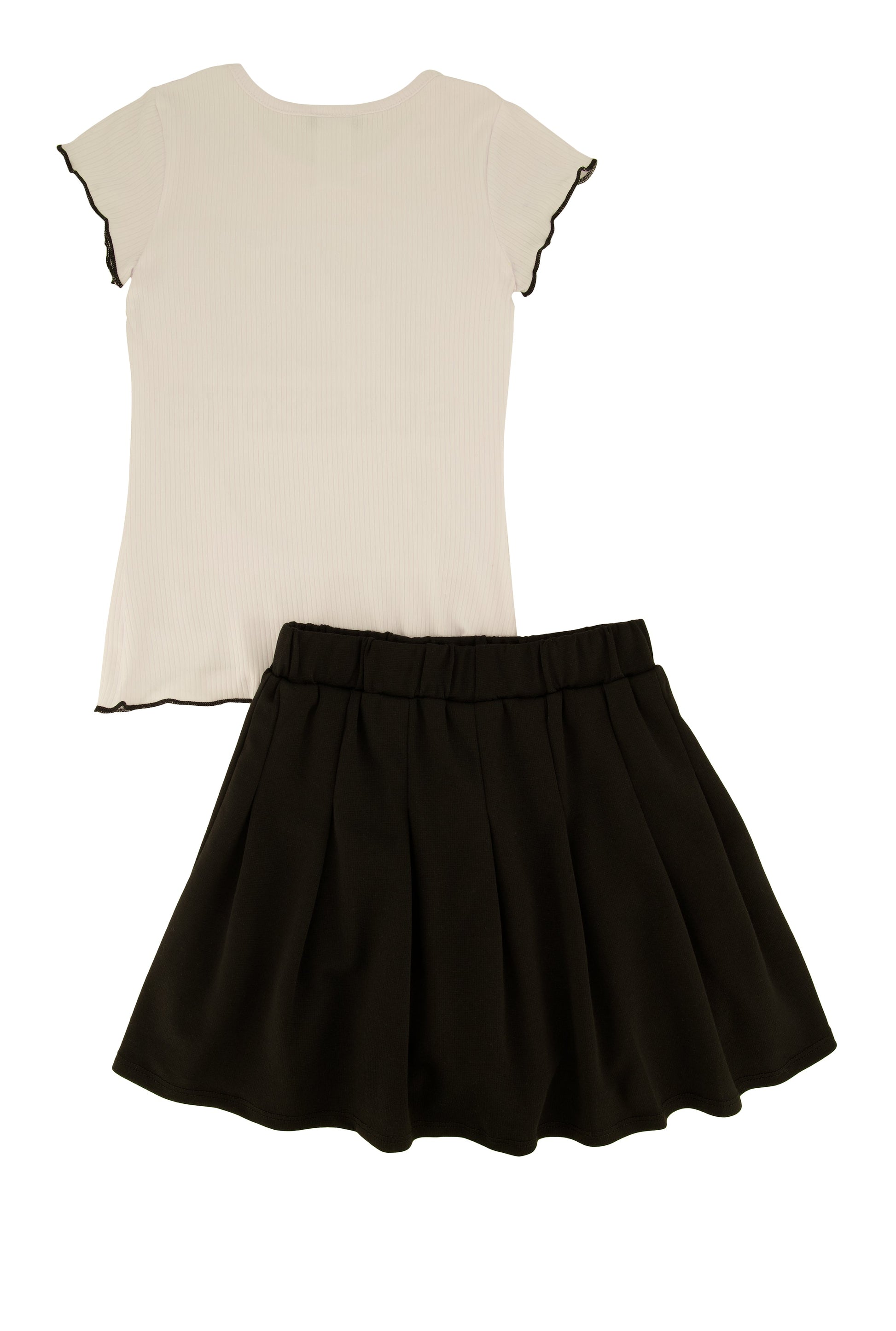 Little Girls Im Gorgeous 3D Graphic Tee and Pleated Skirt