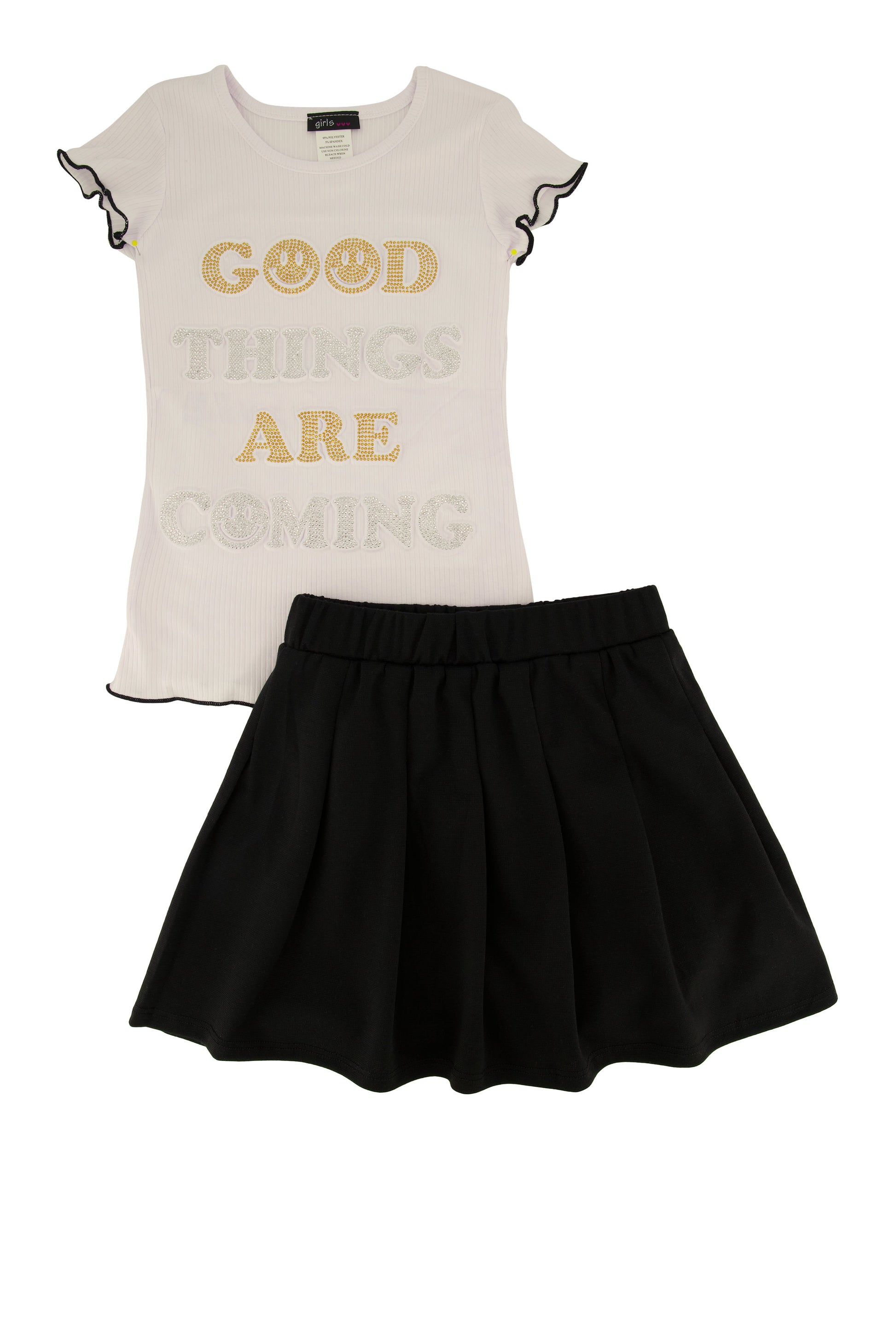 Little Girls Good Things Are Coming Tee and Pleated Skirt