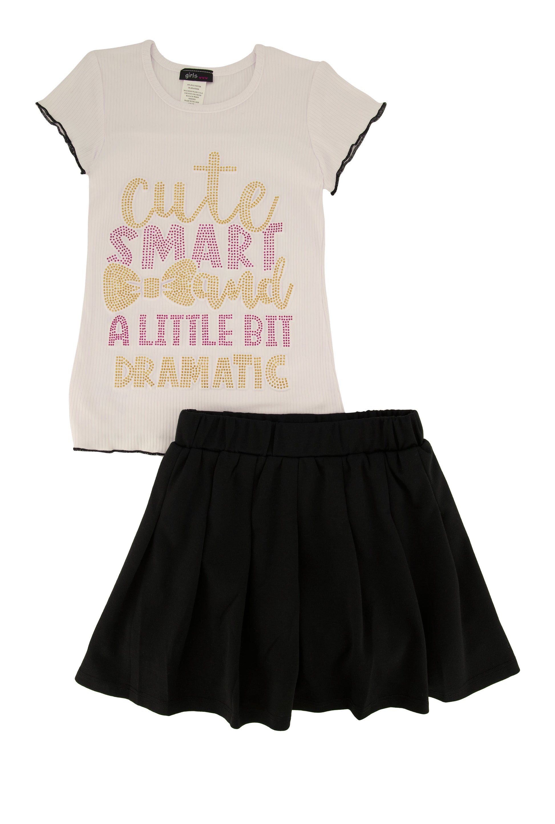 Little Girls Cute Smart and A Little Bit Dramatic Tee with Skirt