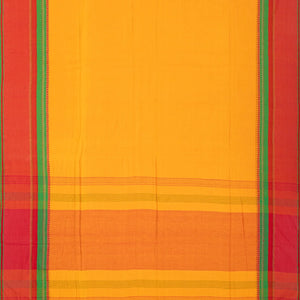 Mango Yellow Bengal Cotton Saree With Contrast Border