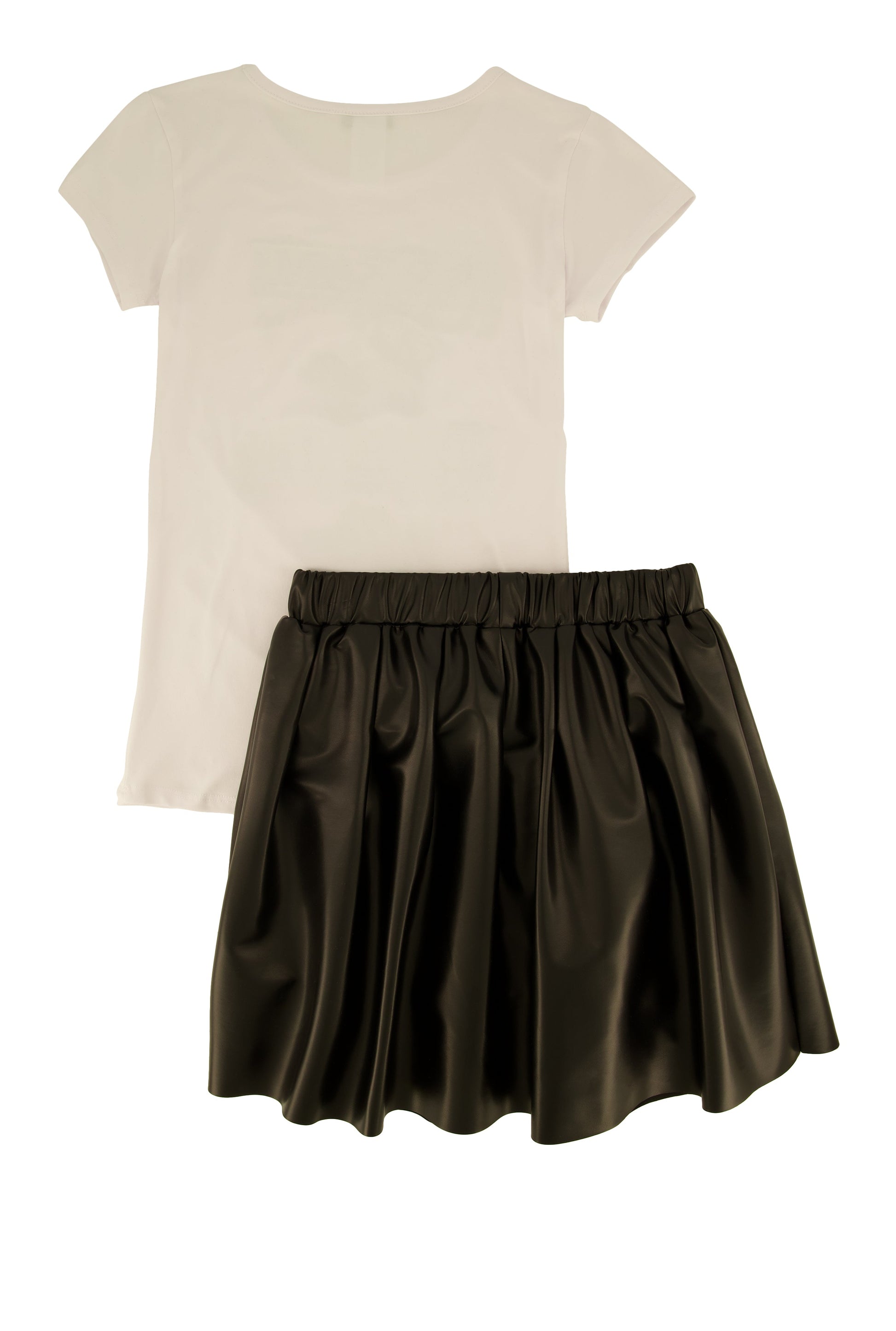 Girls Dream Graphic Print Top and Faux Leather Skort