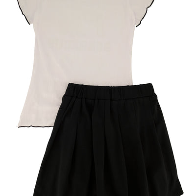 Girls Im Gorgeous And I Know It Tee and Pleated Skirt