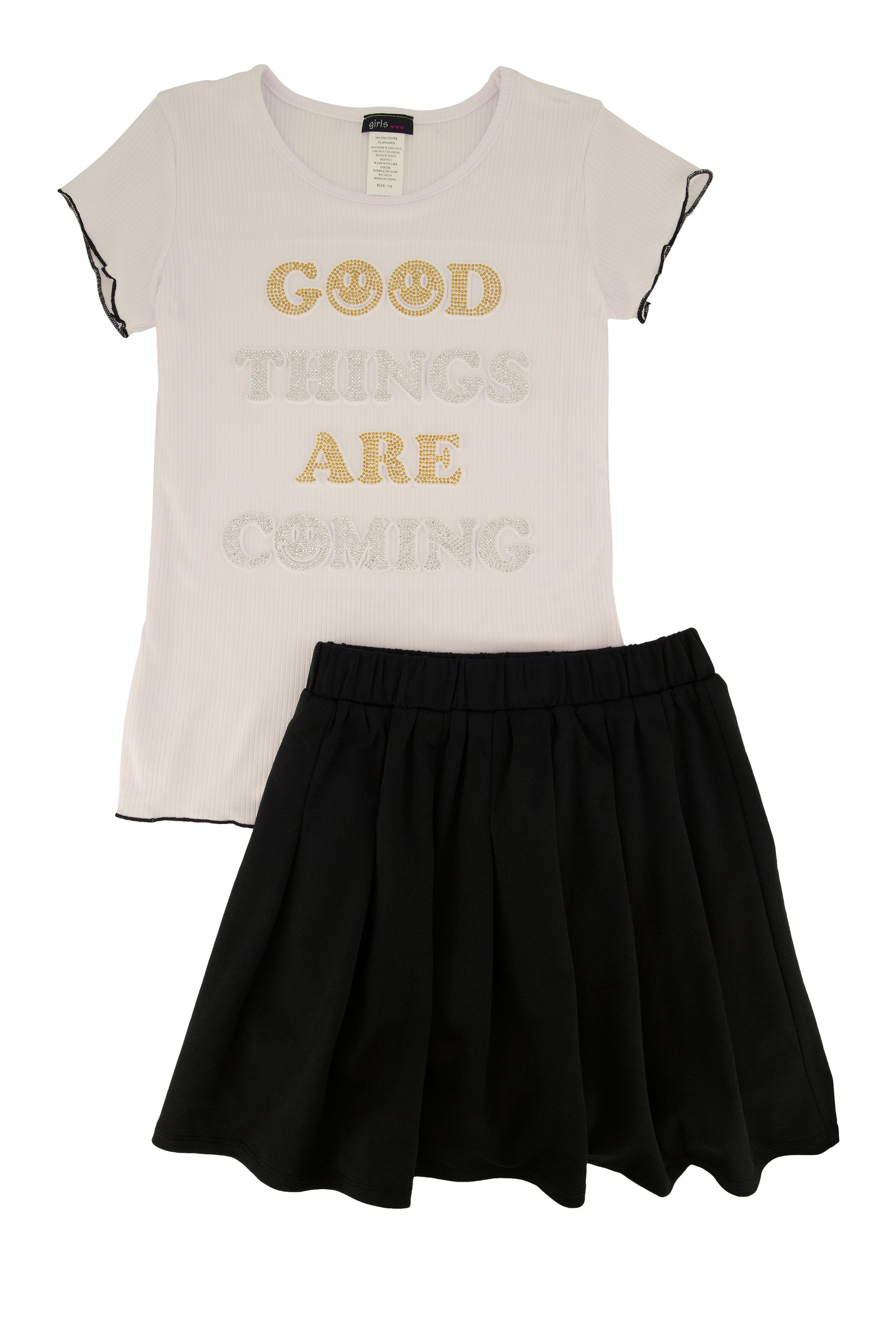 Girls Good Things Are Coming Tee and Pleated Skirt