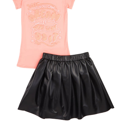Girls If You Can Dream It You Can Do It Tee and Pleated Skirt