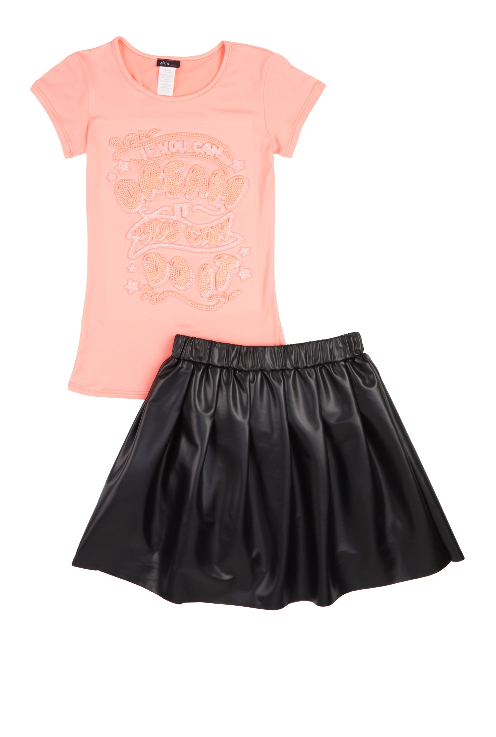 Girls If You Can Dream It You Can Do It Tee and Pleated Skirt