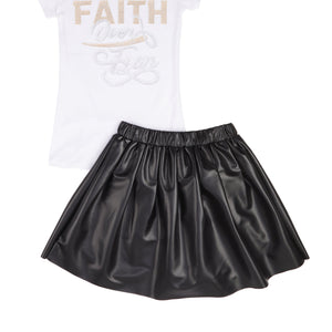 Girls Faith Over Fear Tee and Pleated Skirt