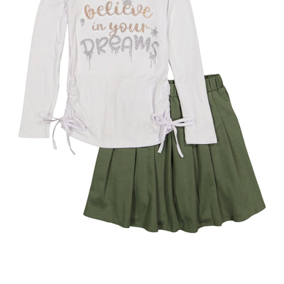 Girls Believe In Your Dreams Top and Pleated Skirt