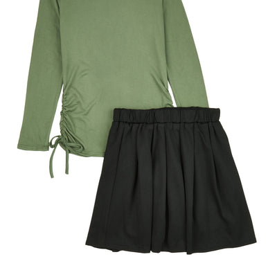 Girls Rhinestone Nope Not Today Top and Pleated Skirt