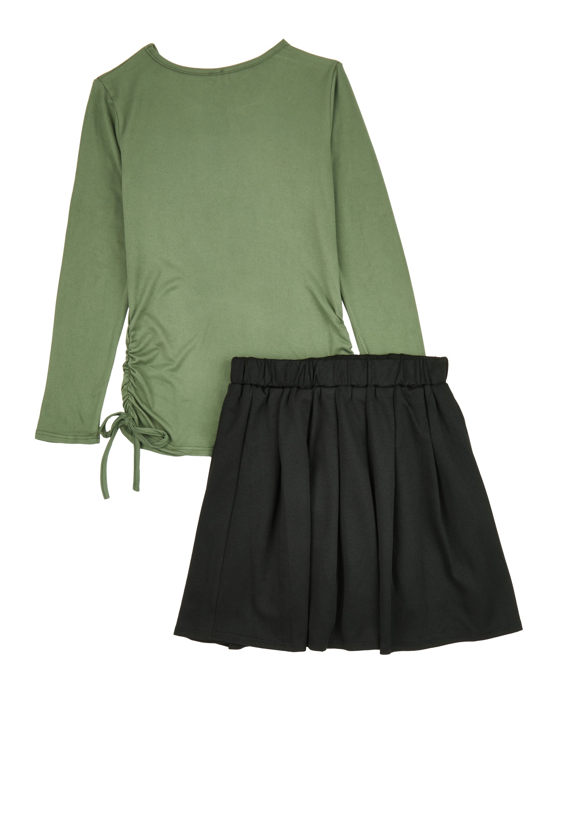 Girls Rhinestone Nope Not Today Top and Pleated Skirt