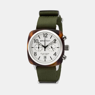 Clubmaster Classic Men Quartz White Dial Chronograph Nato Watch 16140.SA.T.2.NGA