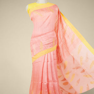 Pink  Handloom Tussar Saree