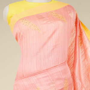 Pink  Handloom Tussar Saree