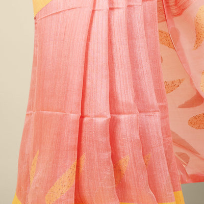Pink  Handloom Tussar Saree