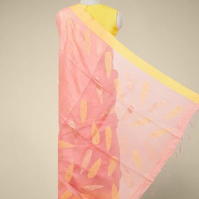 Pink  Handloom Tussar Saree