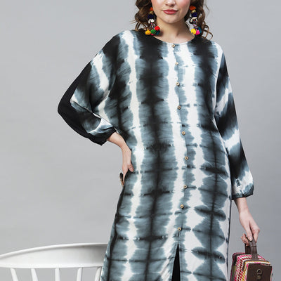 Tie-Dye Printed Straight Fit Kurta with Pants - Multi