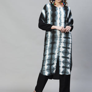 Tie-Dye Printed Straight Fit Kurta with Pants - Multi