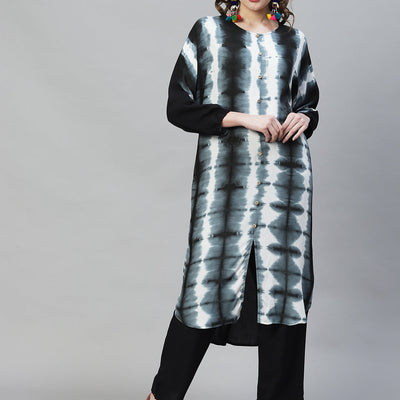 Tie-Dye Printed Straight Fit Kurta with Pants - Multi