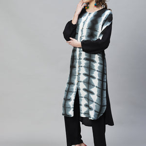 Tie-Dye Printed Straight Fit Kurta with Pants - Multi