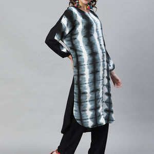 Tie-Dye Printed Straight Fit Kurta with Pants - Multi