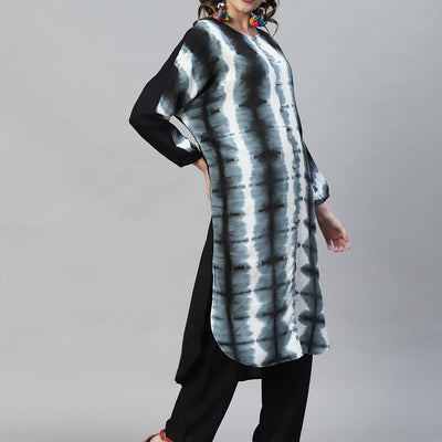 Tie-Dye Printed Straight Fit Kurta with Pants - Multi
