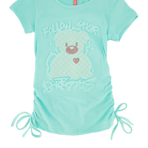 Girls Ribbed Follow Your Dreams 3D Rhinestone Graphic Tee