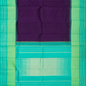 Magenta Handloom Kanchipuram Korvai Silk Saree With Aquamarine Border