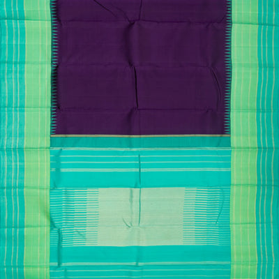 Magenta Handloom Kanchipuram Korvai Silk Saree With Aquamarine Border